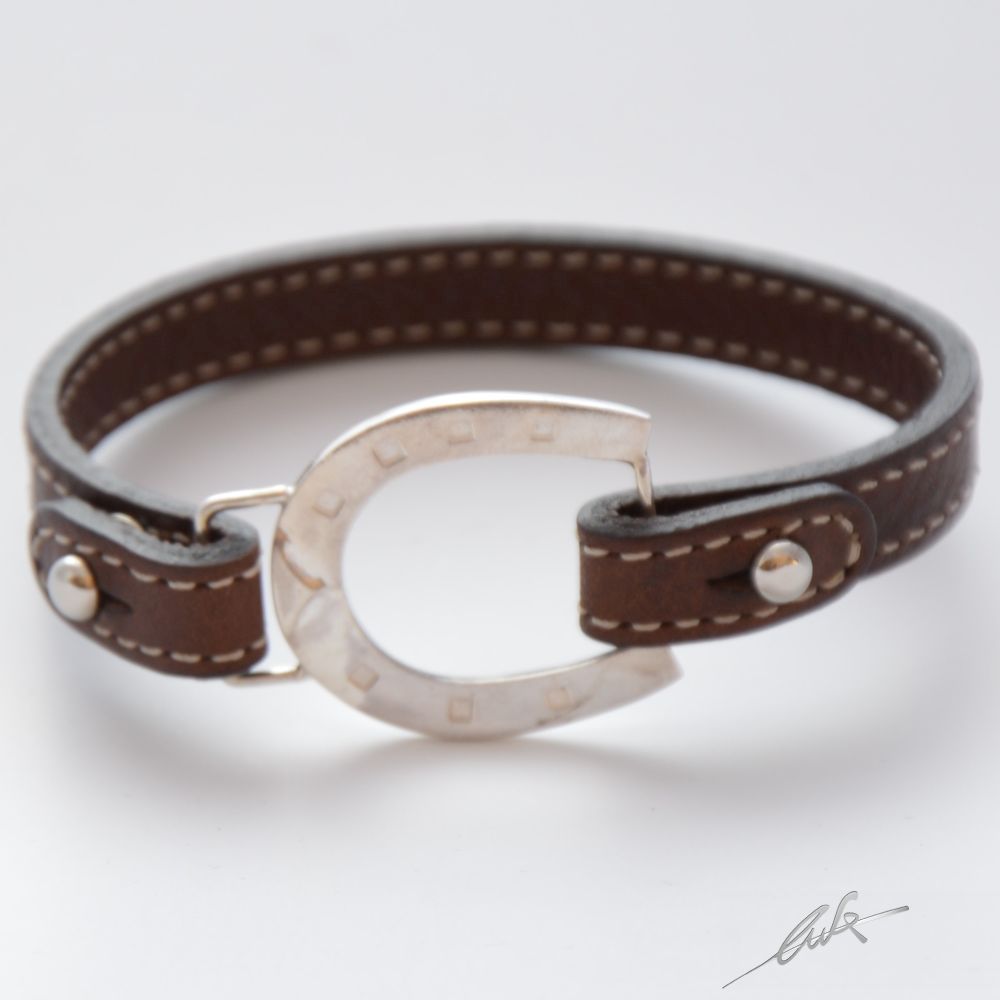 Bracciale cinturino pelle ferro grande