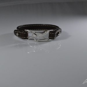 Bracciale cinturino in pelle Bracco italiano 3D cesellato a mano